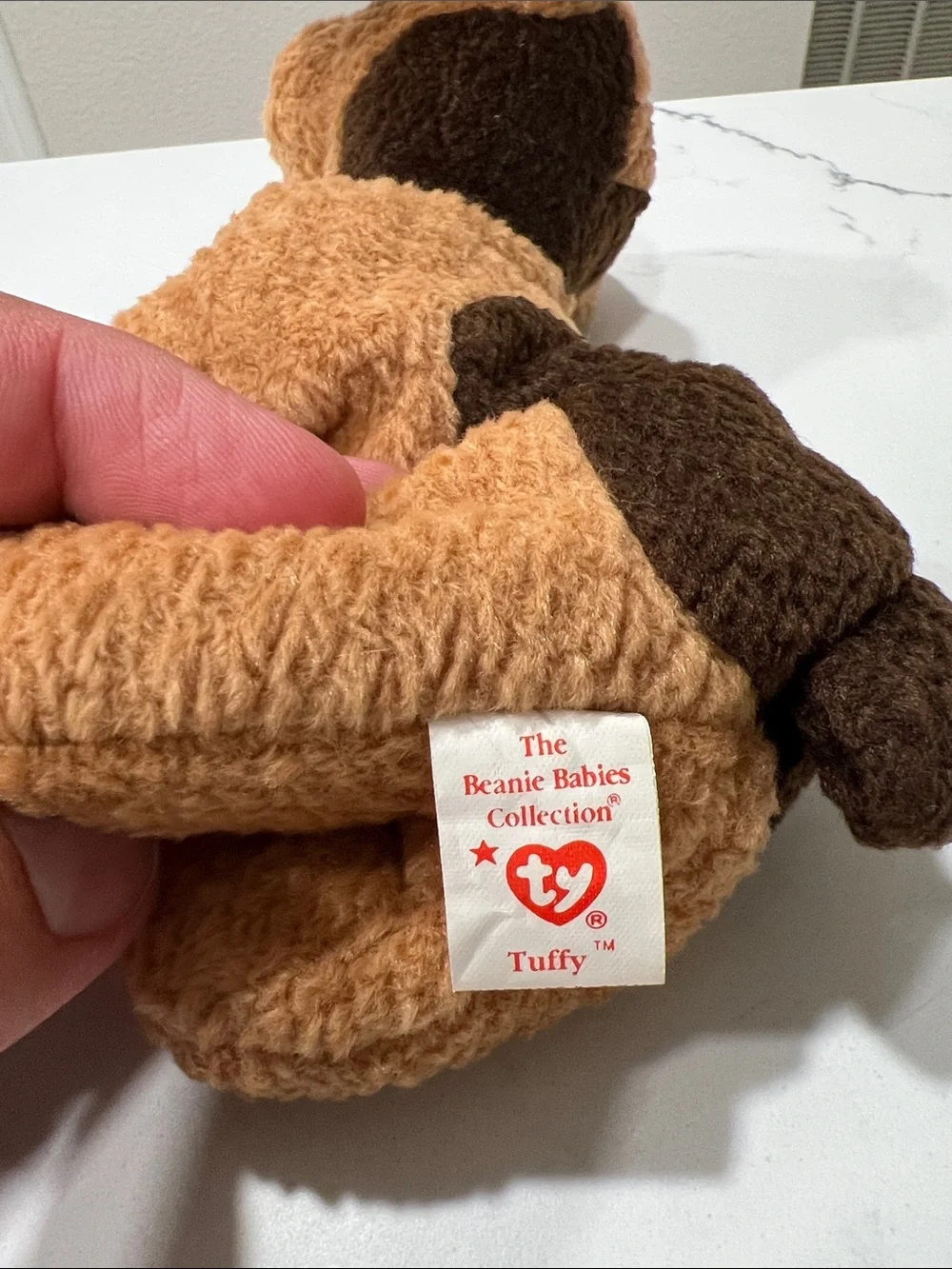 Ty  Tuffy Brown Plush Puppy with Red Heart Tag